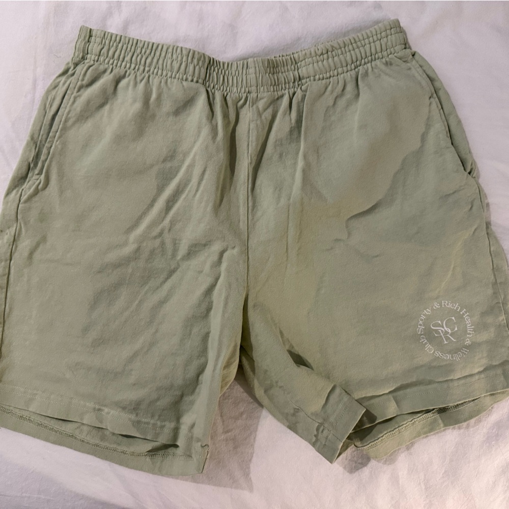 Sporty & Rich High Waisted Green Sweat Lounge Shorts